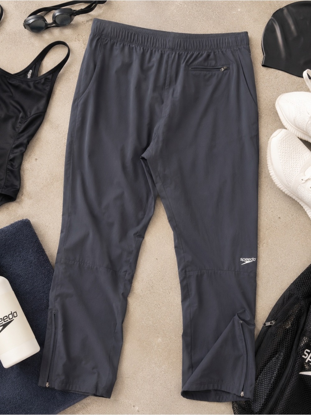 Speedo Women’s XL Granite Gray‎ Athletic Track Pants NWT Zip Hem Pockets